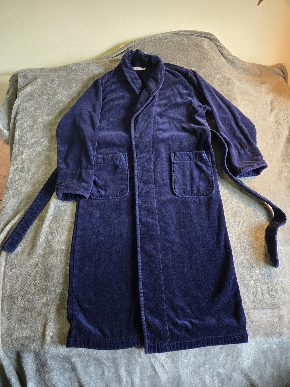 Victoria's Secret Navy Blue Plush Shawl-Collar Robe